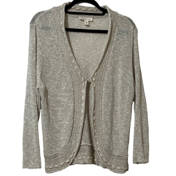 Coldwater Creek women’s size XL Linen blend oatmeal open weave cardigan - Picture 1 of 8